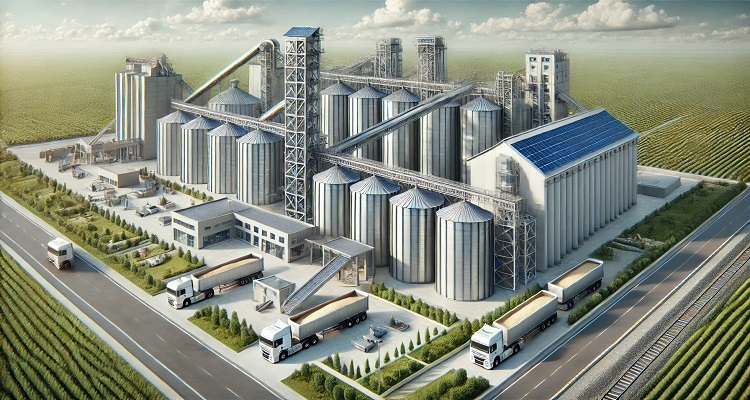 modern grain silos and flour milling equipment